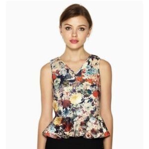 Gracia Floral NWOT Peplum Casual Career‎ Top Sz M